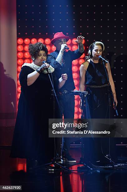 Singer J-Ax performs live at ''Che Tempo Che Fa' TV Show on February 1, 2015 in Milan, Italy.