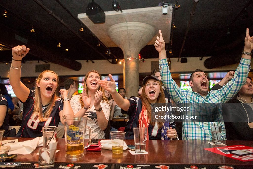 Patriots Fans Gather To Watch Super Bowl XLIX, New England Vs. Seattle