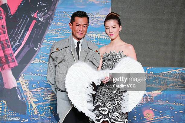 Actor Louis Koo and actress Karena Ng attend Bak-Ming Wong and Herman Yau's film "An Inspector Calls" premiere press conference on February 1, 2015...