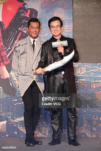 Actor Louis Koo and director Bak-Ming Wong attend Bak-Ming Wong and Herman Yau's film "An Inspector Calls" premiere press conference on February 1,...