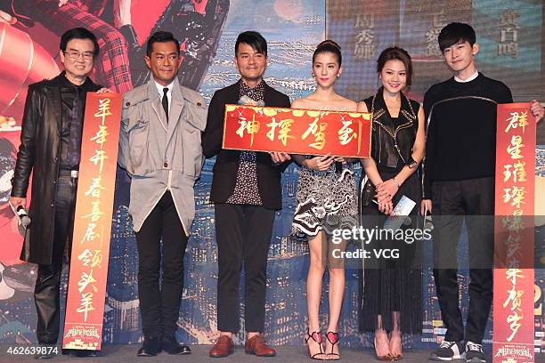 Director Bak-Ming Wong, actor Louis Koo, actor Gordon Lam Ka Tung, actress Karena Ng, actress Chrissie Chau and actor Hans Zhang attend Bak-Ming Wong...