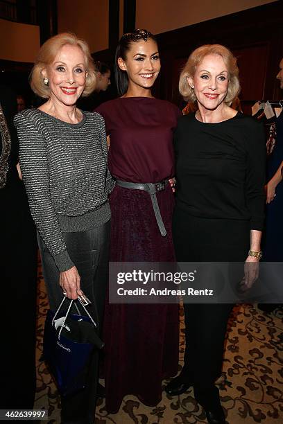 Alice Kessler, Fiona Erdmann and Ellen Kessler attend the Sava Nald show during the Mercedes-Benz Fashion Week Autumn/Winter 2014/15 at Hotel Adlon...