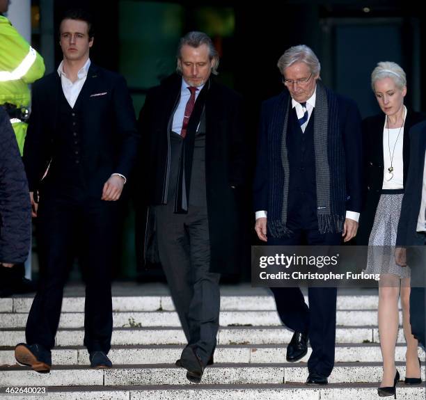 Coronation Street Star William Roache leaves Preston Crown Court with his children James Roache, Linus Roache and daughter Verity Roache, after the...