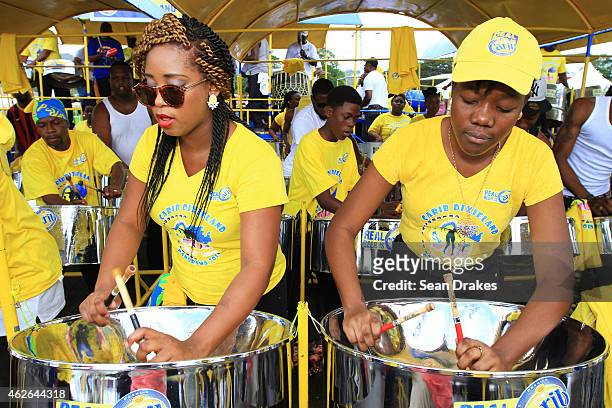 Carib Dixieland Steel Orchestra from Tobago performs during National Panorama Semi-Finals in the Queens Park Savannah as part of Trinidad and Tobago...