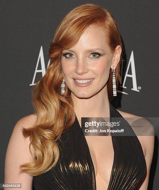 Actress Jessica Chastain arrives at the 16th Annual Warner Bros. And InStyle Post-Golden Globe Party at The Beverly Hilton Hotel on January 11, 2015...