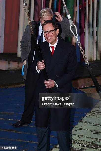 Boris Johnson and Richard Desmond attend a photocall at The Shadwell Community Project on January 14, 2014 in London, England.