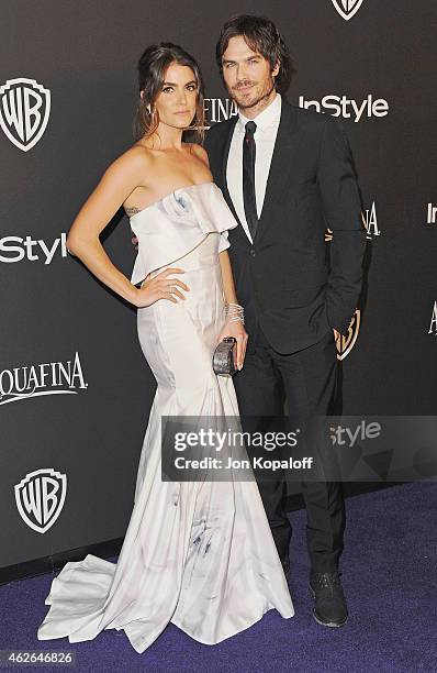 Actress Nikki Reed and actor Ian Somerhalder arrive at the 16th Annual Warner Bros. And InStyle Post-Golden Globe Party at The Beverly Hilton Hotel...