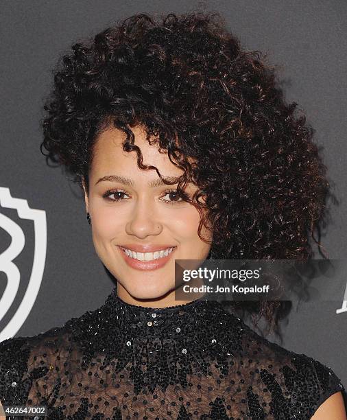 Actress Nathalie Emmanuel arrives at the 16th Annual Warner Bros. And InStyle Post-Golden Globe Party at The Beverly Hilton Hotel on January 11, 2015...