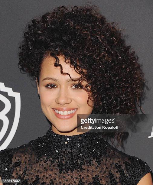 Actress Nathalie Emmanuel arrives at the 16th Annual Warner Bros. And InStyle Post-Golden Globe Party at The Beverly Hilton Hotel on January 11, 2015...
