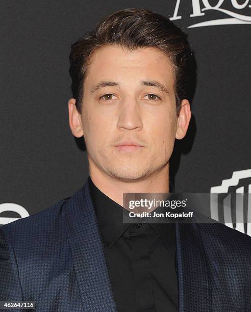 Actor Miles Teller arrives at the 16th Annual Warner Bros. And InStyle Post-Golden Globe Party at The Beverly Hilton Hotel on January 11, 2015 in...