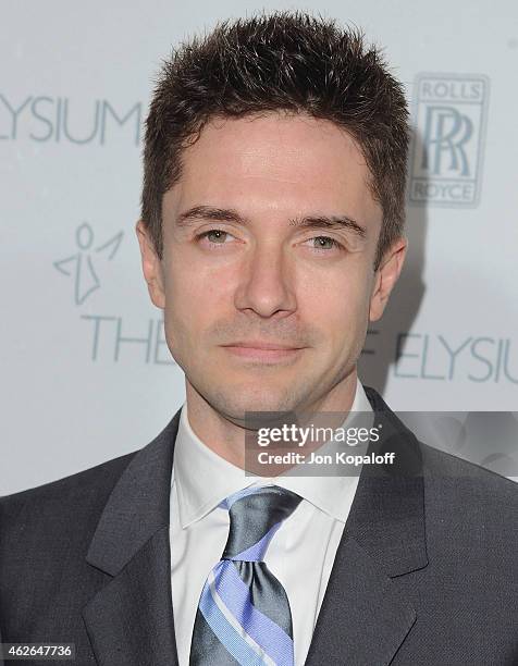 Actor Topher Grace arrives at The Art Of Elysium 8th Annual Heaven Gala at Hangar 8 on January 10, 2015 in Santa Monica, California.