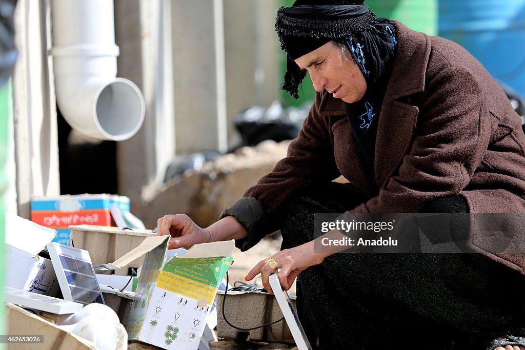 Refugees Use Solar Power Panels in Erbil Refugee Camp