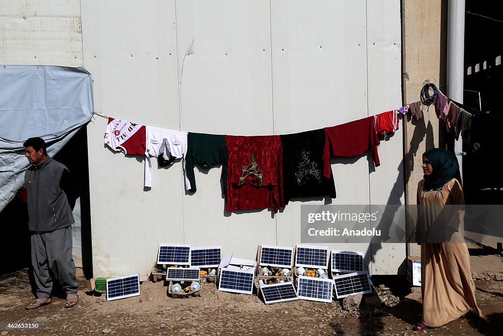 Refugees Use Solar Power Panels in Erbil Refugee Camp