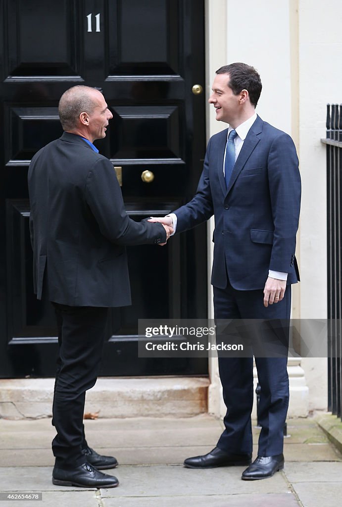 British Chancellor Of The Exchequer George Osborne Meets New Greek Finance Minister Yanis Varoufakis