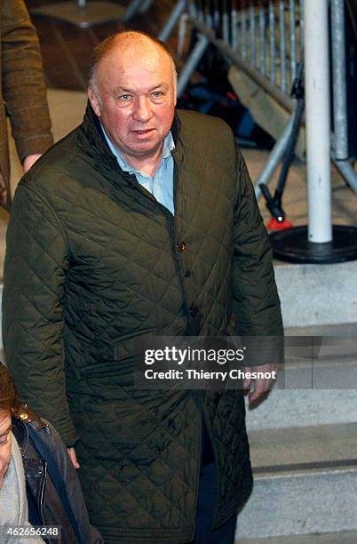 French-born alleged pimp and defendant Dominique Alderweireld or "Dodo la Saumure" arrives at the Lille courthouse, on February 2 in Lille, France....