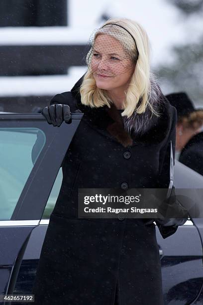 Crown Princess Mette-Marit of Norway attends the Funeral Service of Johan Martin Ferner on February 2, 2015 in Oslo, Norway.