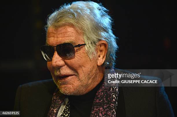 Roberto Cavalli poses before the show for his fashion house Roberto Cavalli as part of Autumn/Winter 2014 Milan Collections during the Men's fashion...