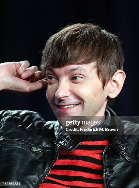 Actor DJ Qualls of the television show 'Legit" speaks onstage during the FX portion of the 2014 Television Critics Association Press Tour at the...