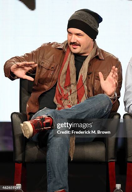 Jim Jefferies, Co-Creator/Executive Producer of the television show 'Legit" speaks onstage during the FX portion of the 2014 Television Critics...