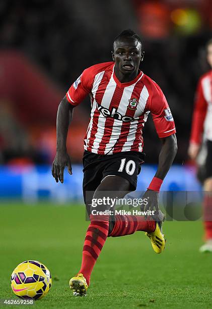 Sadio Mane of Southampton in action during the Barclays Premier League match between Southampton and Swansea City at St Mary's Stadium on February 1,...