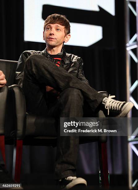 Actor DJ Qualls of the television show 'Legit" speaks onstage during the FX portion of the 2014 Television Critics Association Press Tour at the...