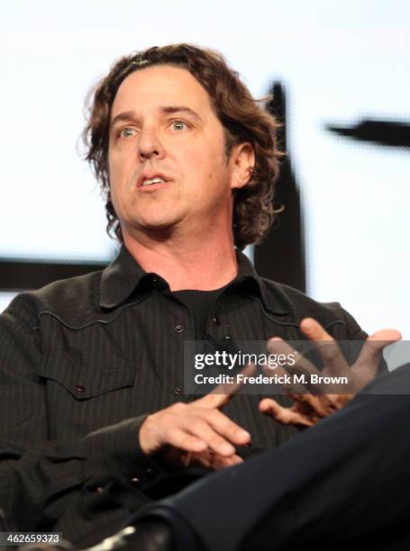Chris Case, Co-Executive Producer of the television show 'Legit" speaks onstage during the FX portion of the 2014 Television Critics Association...