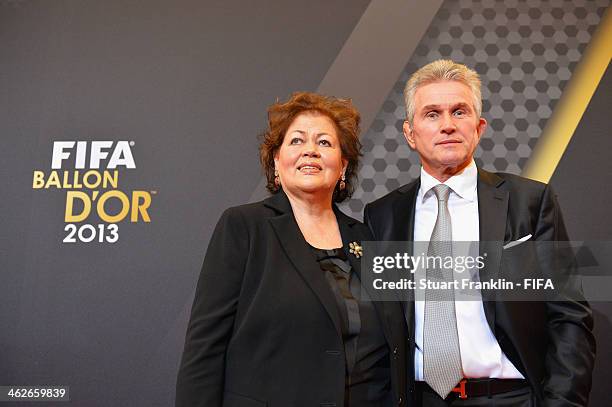 World Coach of the Year for Men's Football nominee and former manager of Bayern Munich Jupp Heynckes of Germany arrives with wife Iris Heynckes...