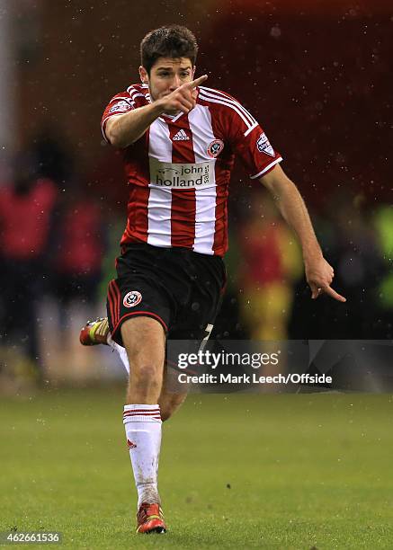 Ryan Flynn of Sheffield Utd in action during the Capital One Cup Semi-Final Second Leg match between Sheffield United and Tottenham Hotspur at...