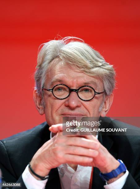 Jean-Claude Mailly, general secretary of the Force Ouvriere labour union, attends the FO national rally on February 2, 2015 in Tours, central France....