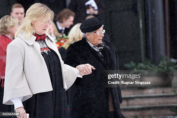 Princess Astrid of Norway attends the Funeral Service of her husband Mr Johan Martin Ferner on February 2, 2015 in Oslo, Norway.