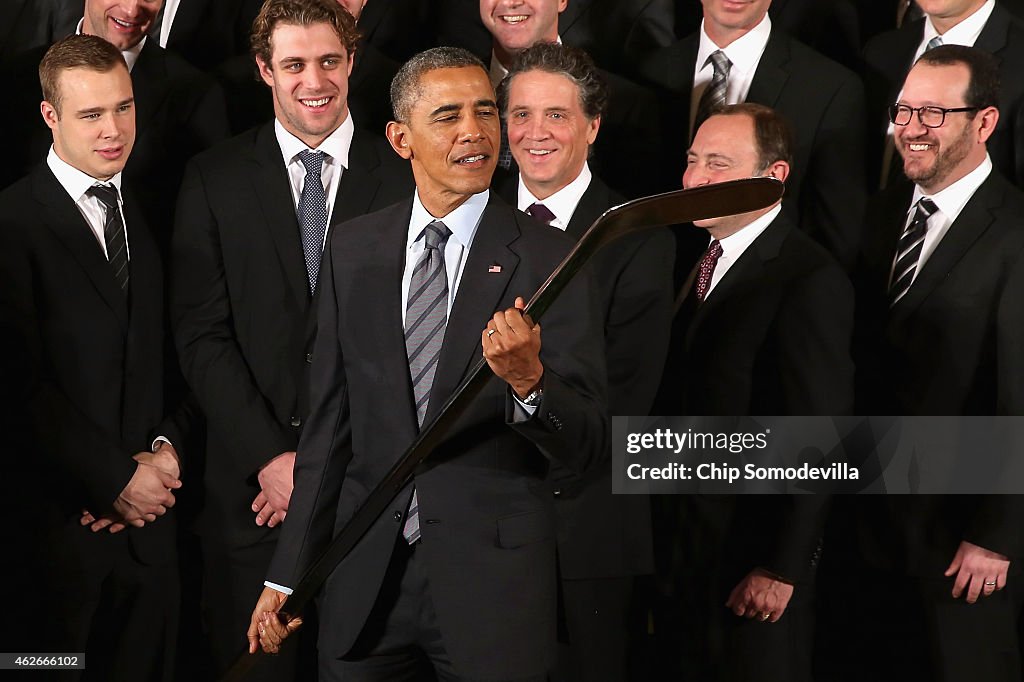 President Obama Hosts NHL Champions LA Kings And MLS Champions LA Galaxy