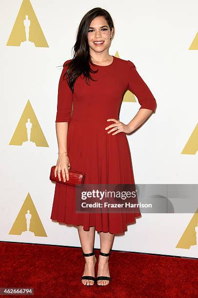 Actress America Ferrera attends the 87th Annual Academy Awards Nominee Luncheon at The Beverly Hilton Hotel on February 2, 2015 in Beverly Hills,...