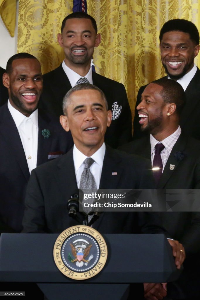 Obama Meets With NBA Champion Miami Heat At The White House