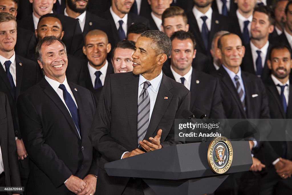 President Obama Hosts NHL Champions LA Kings And MLS Champions LA Galaxy