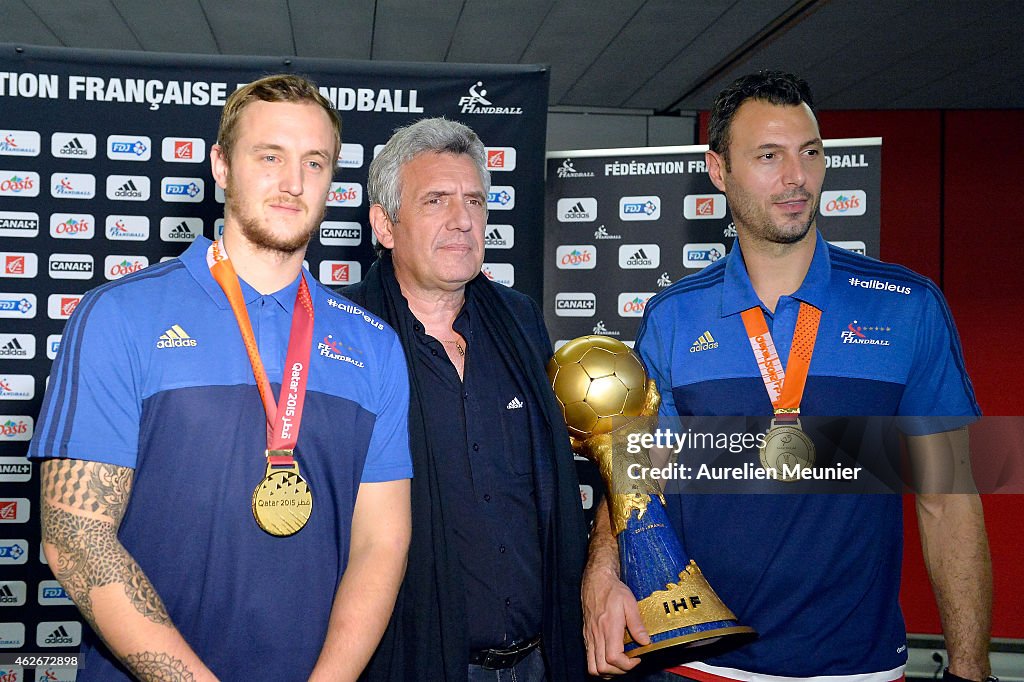 French Handball National Team Arrives At Charles De Gaulle Aiport After Winning The 24th Men's Handball World Championships