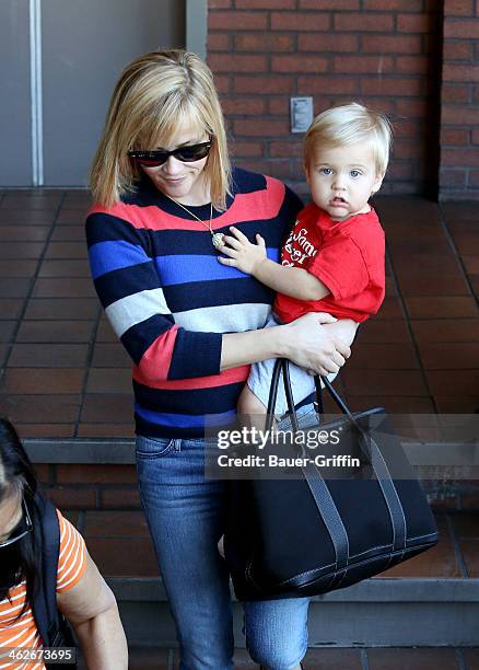 Reese Wiherspoon is seen with her son Tennessee Toth on January 14, 2014 in Los Angeles, California.