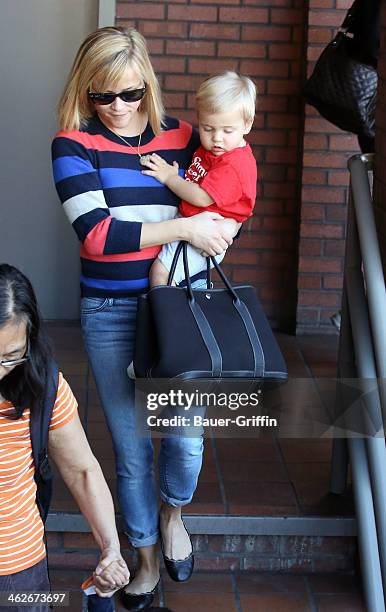 Reese Wiherspoon is seen with her son Tennessee Toth on January 14, 2014 in Los Angeles, California.