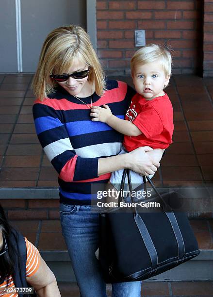 Reese Wiherspoon is seen with her son Tennessee Toth on January 14, 2014 in Los Angeles, California.