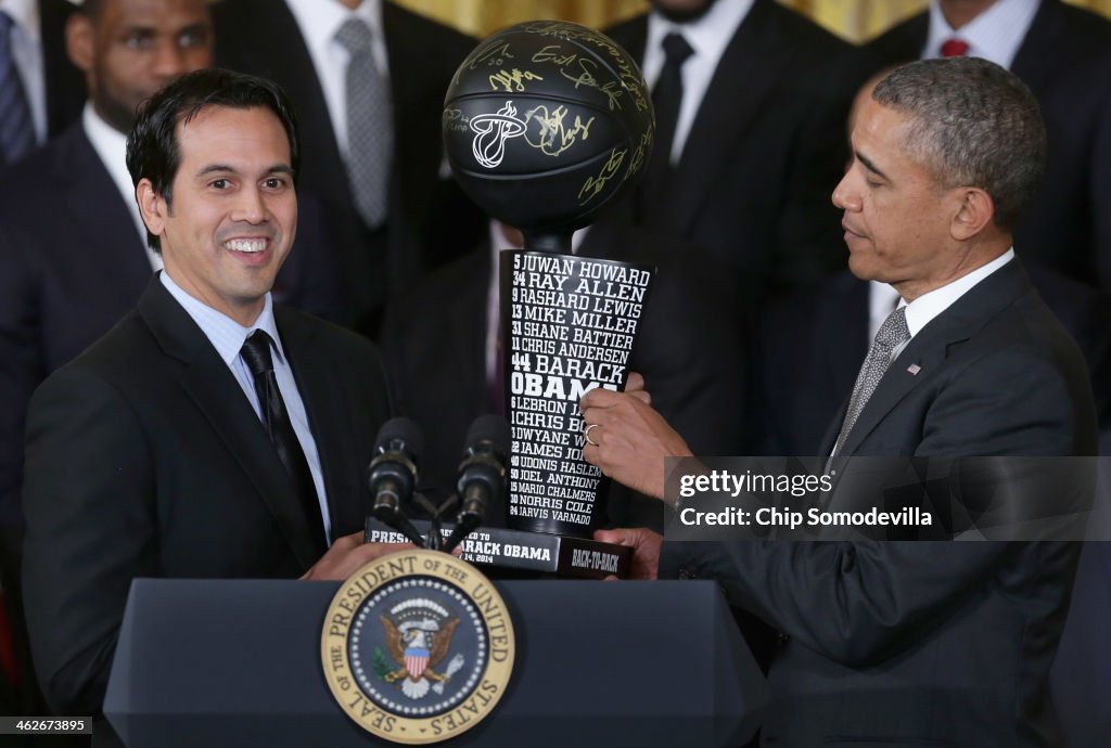 Obama Meets With NBA Champion Miami Heat At The White House