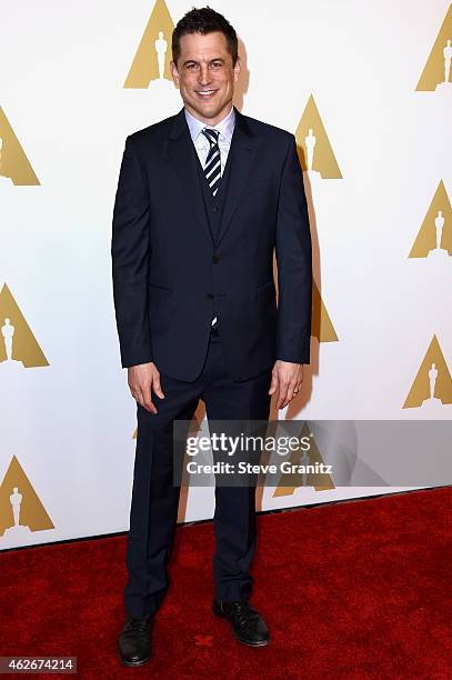 Writer Jason Hall attends the 87th Annual Academy Awards Nominee Luncheon at The Beverly Hilton Hotel on February 2, 2015 in Beverly Hills,...