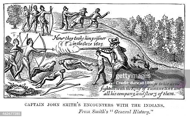 stockillustraties, clipart, cartoons en iconen met captain john smith - noord amerikaans indiaanse etniciteit