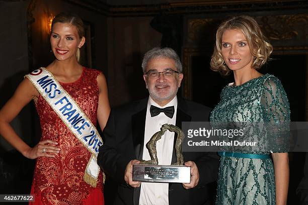 Camille Cerf, Prof Serge Uzan and Sylvie Tellier attend the David Khayat 'Fondation Avec' Gala Dinner In Versailles on February 2, 2015 in...