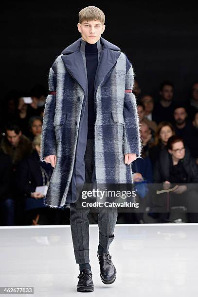 Model walks the runway at the Z Zegna Autumn Winter 2014 fashion show during Milan Menswear Fashion Week on January 14, 2014 in Milan, Italy.