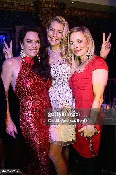 Christine Neubauer, Giulia Siegel and Regina Halmich attend the Lambertz Monday Night 2015 at Alter Wartesaal on February 2, 2015 in Cologne, Germany.