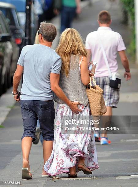 Meg Mathews and her boyfriend are seen on August 15, 2012 in London, United Kingdom.