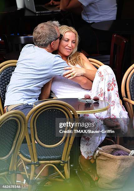 Meg Mathews and her boyfriend are seen on August 15, 2012 in London, United Kingdom.