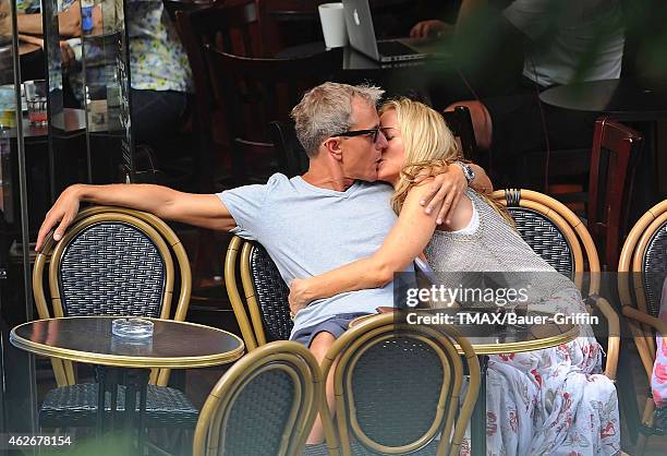 Meg Mathews and her boyfriend are seen on August 15, 2012 in London, United Kingdom.