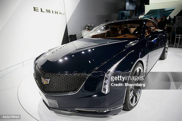 The General Motors Co. Cadillac Elmiraj vehicle is displayed during the 2014 North American International Auto Show in Detroit, Michigan, U.S., on...