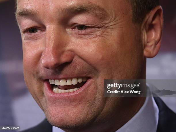 Sen. Dean Heller speaks to members of the media on unemployment insurance on January 14, 2014 on Capitol Hill in Washington, DC. The Senate has...