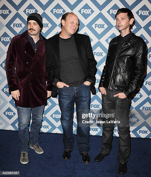 Actors Jim Jefferies, Dan Bakkedahl and DJ Qualls attend the FOX All-Star 2014 winter TCA party at The Langham Huntington Hotel and Spa on January...
